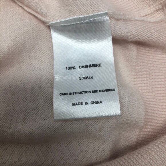 Ann Mashburn Pale Pink 100% Cashmere Sweater Size L V Neck Tie Sleeve - Picture 6 of 8